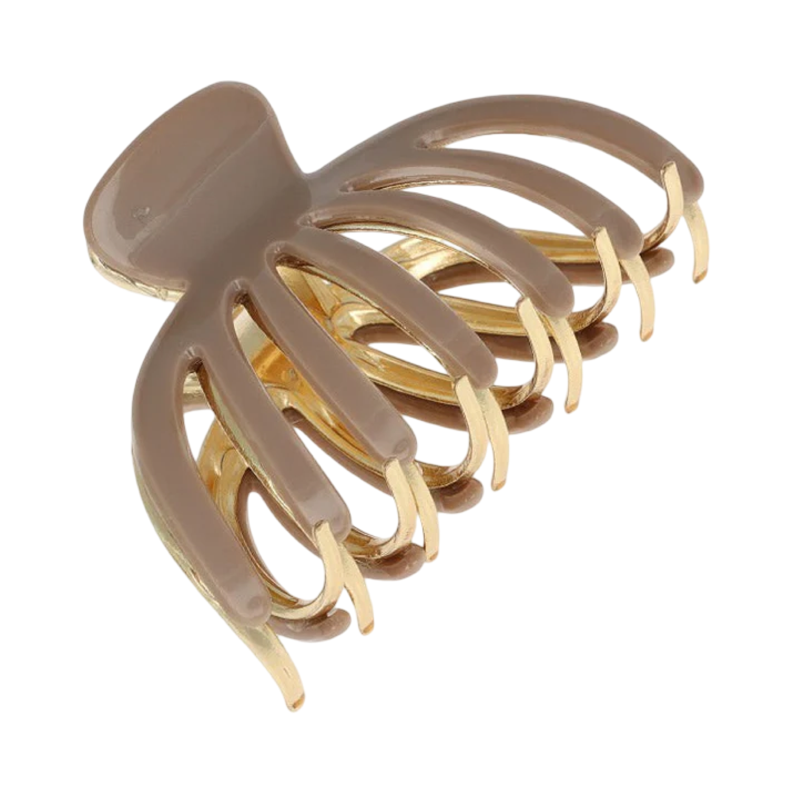 Beige and gold hair claw on a white background