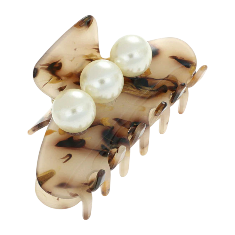 L. Erickson Monica Jaw, pearl hair clip, claw hair clip with pearls, L. Erickson hair accessories, acetate pearl jaw clip, elegant pearl claw clip, women’s pearl hair accessory, secure claw clip, luxury hair clip, Monica Jaw pearl clip