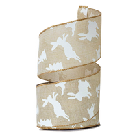 Linen Bunny Easter Decorative Wire Ribbon