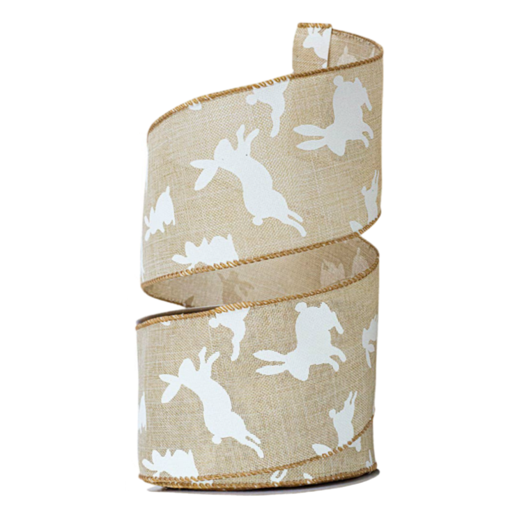 Linen Bunny Easter Decorative Wire Ribbon