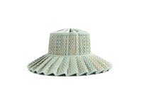 Lorna Murray Fiji hat, foldable sun hat, UPF 50+ hat, woven travel sun hat, Fiji sun hat, packable beach hat, grass fibre hat, summer hat with seafoam trim, stylish sun protection, Lorna Murray travel hat

