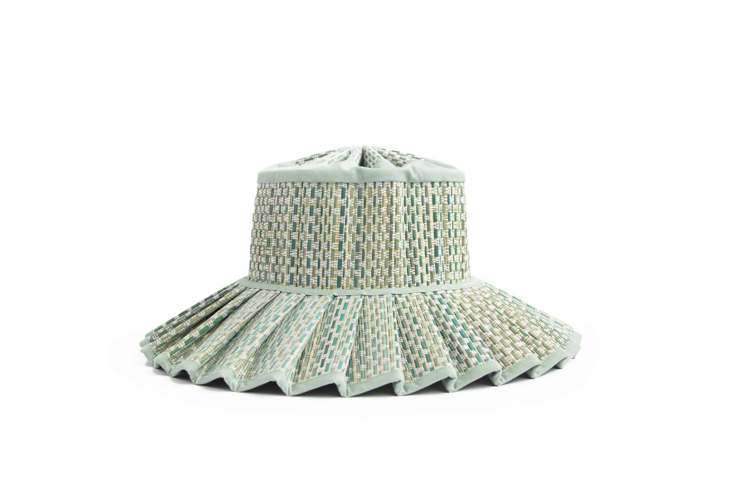Lorna Murray Fiji hat, foldable sun hat, UPF 50+ hat, woven travel sun hat, Fiji sun hat, packable beach hat, grass fibre hat, summer hat with seafoam trim, stylish sun protection, Lorna Murray travel hat

