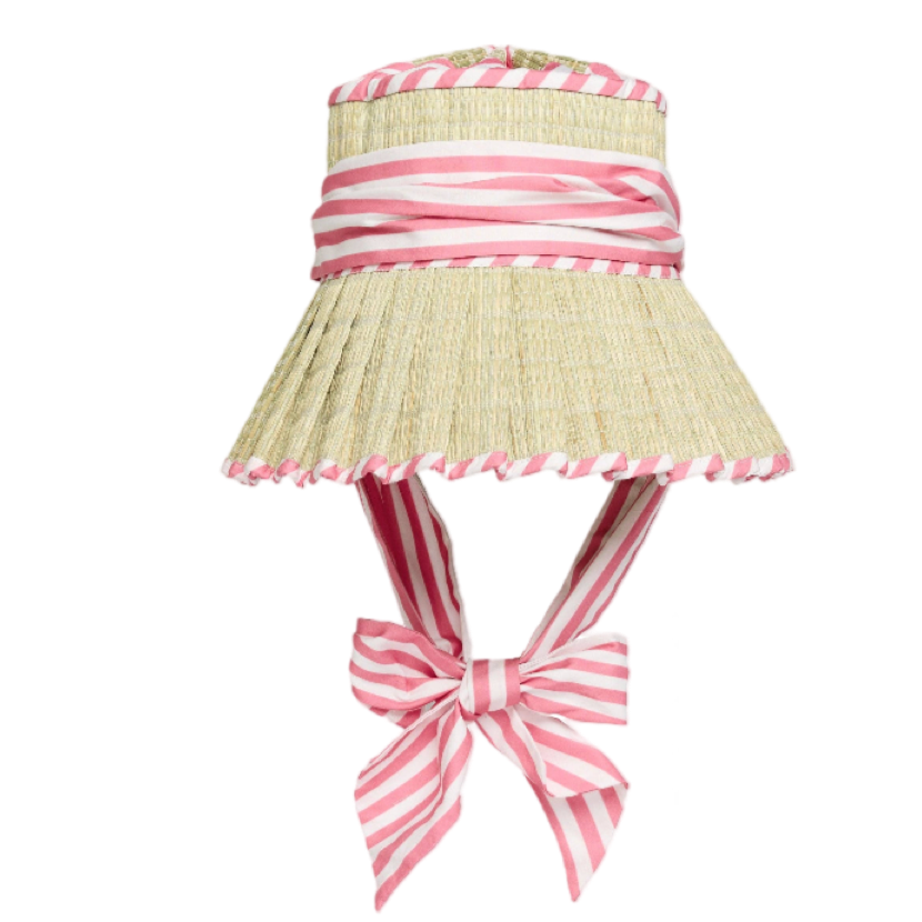 Lorna Murray Pleated Hat Pink Bow Summer Sun Hat Kathy Hilton
