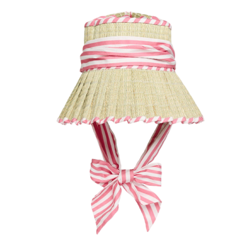 Lorna Murray Pleated Hat Pink Bow Summer Sun Hat Kathy Hilton