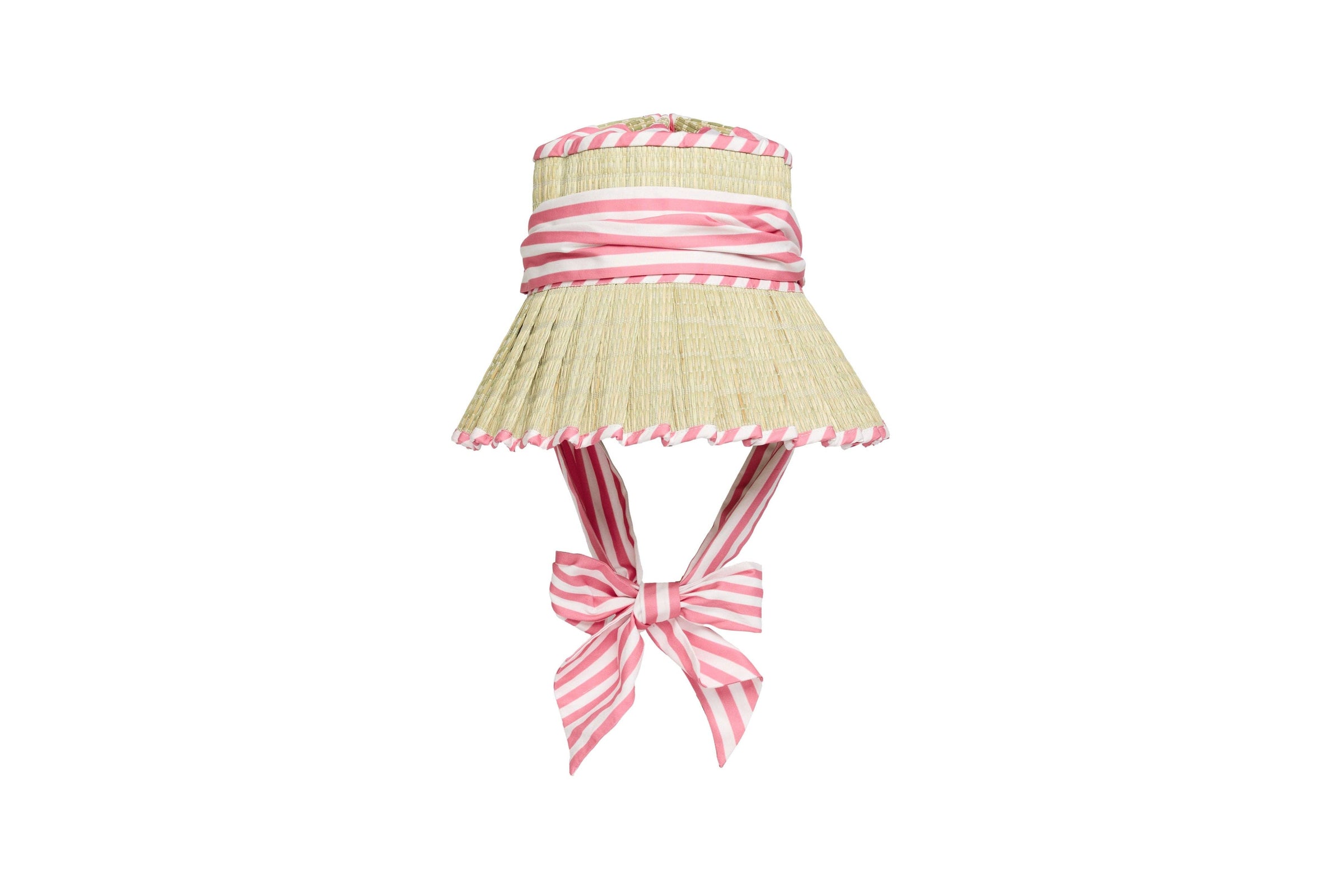 Lorna Murray Pleated Hat Pink Bow Summer Sun Hat Kathy Hilton