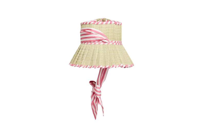 Lorna Murray Pleated Hat Pink Bow Summer Sun Hat Kathy Hilton