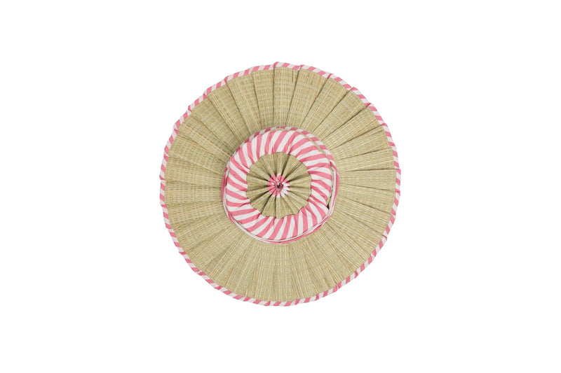 Lorna Murray Pleated Hat Pink Bow Summer Sun Hat Kathy Hilton