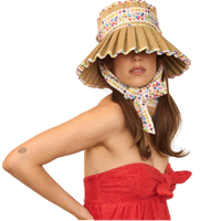 Lorna Murray hat, rainbow sun hat, polka dot hat, luxe seven seas hat, foldable sun hat, pleated brim hat, vacation hat, beach hat, stylish sun protection, summer hat for women