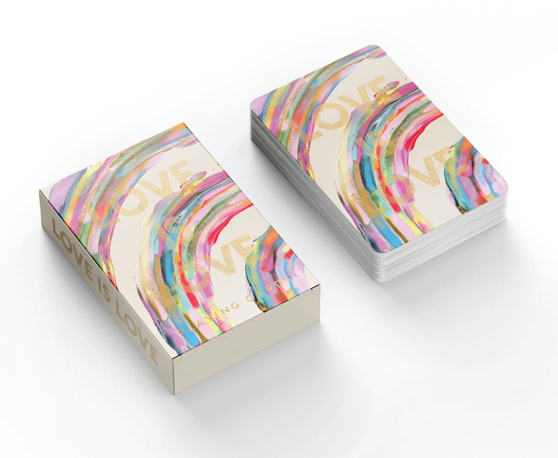 Love is Love playing cards, rainbow poker deck, LGBTQ+ gift idea, custom playing cards, gold foil playing cards, designworks ink cards, rainbow card game set, inclusive playing card deck, housewarming gift cards, stylish 52 card deck