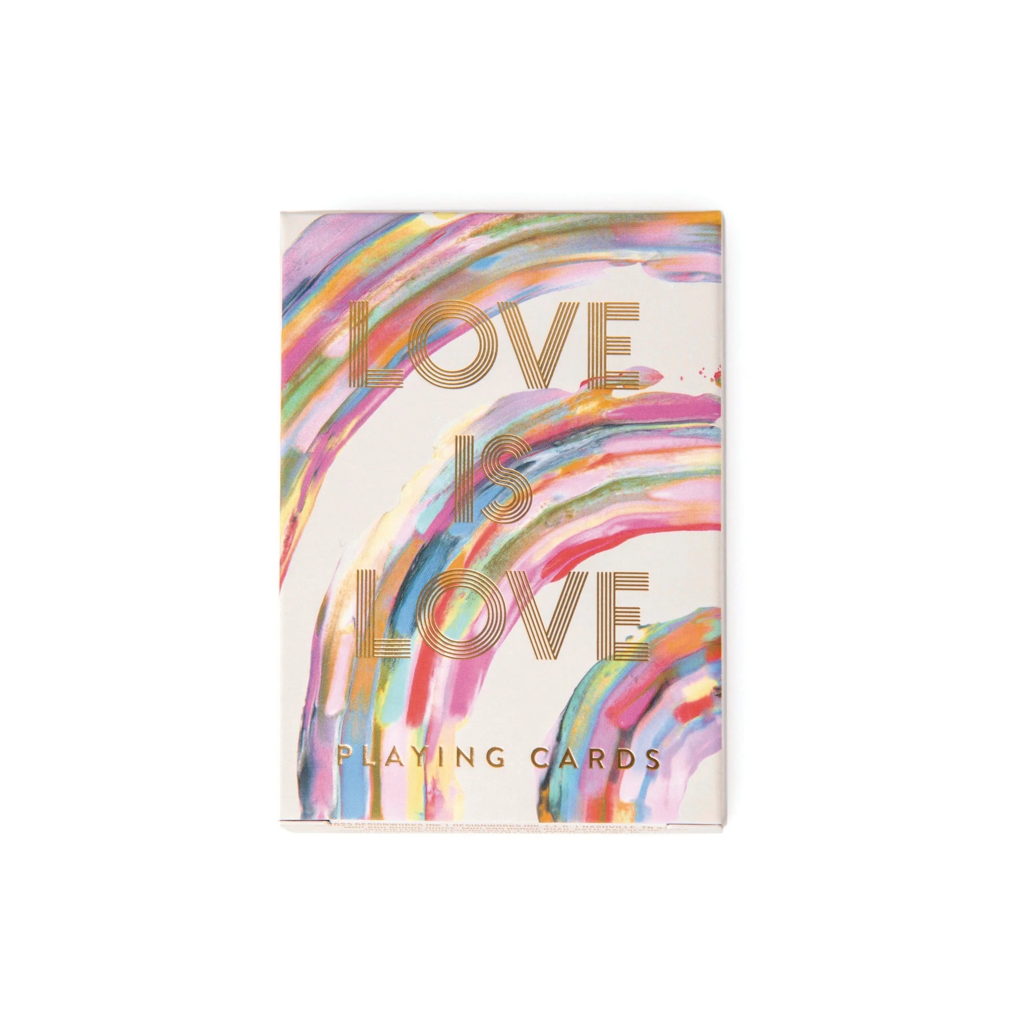 Love is Love playing cards, rainbow poker deck, LGBTQ+ gift idea, custom playing cards, gold foil playing cards, designworks ink cards, rainbow card game set, inclusive playing card deck, housewarming gift cards, stylish 52 card deck