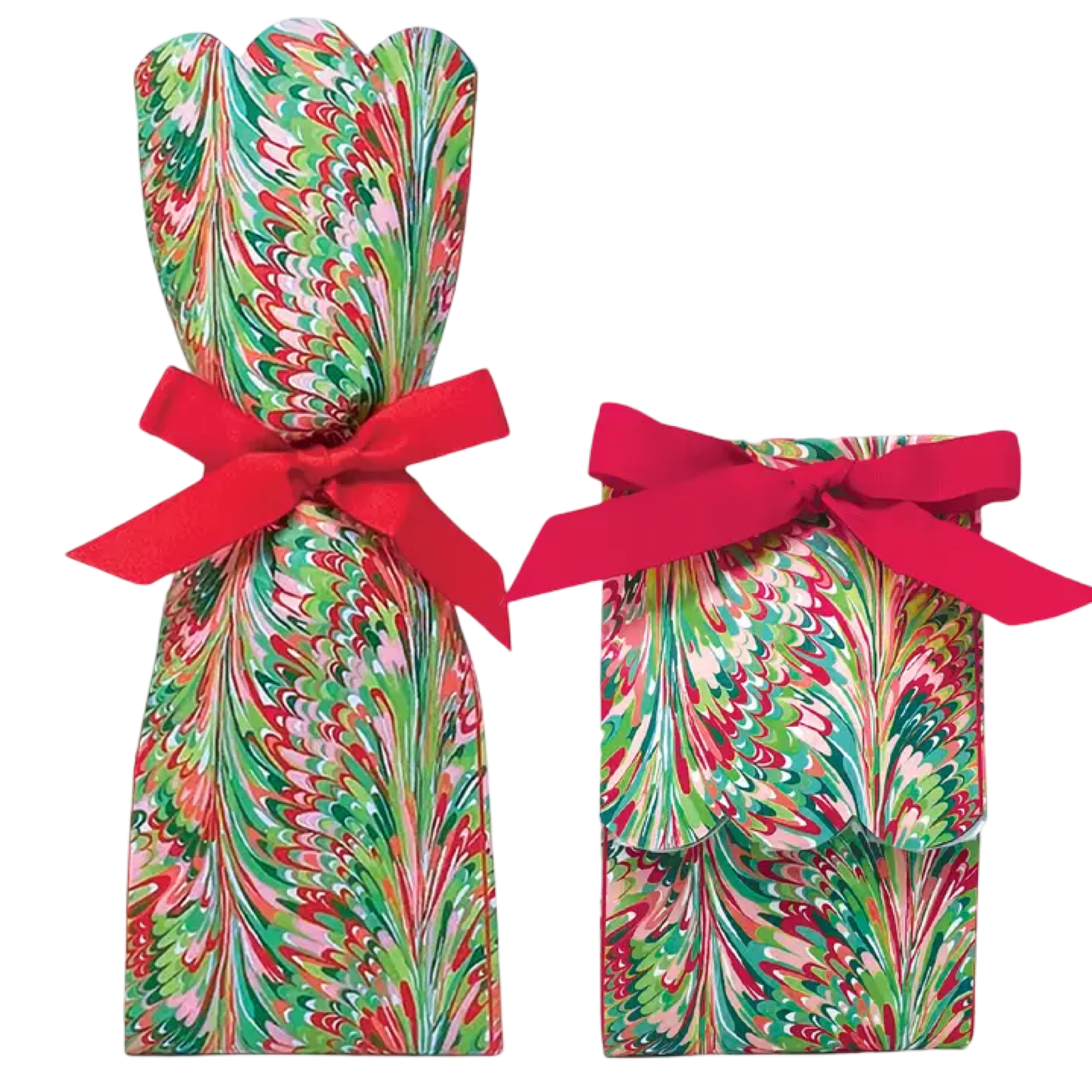 Lucy Grymes marble holiday wine gift bag kit with tissue and tag