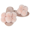 MeMoi slippers, plush pompom slippers, open toe house shoes, blush pink slippers, cozy glam slippers, fuzzy slippers for women, stylish loungewear slippers, whimsical pompom shoes, luxe plush slippers, giftable women’s slippers