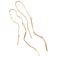 Gold chain threader earrings  on a white background