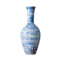 Nazaré blue vase, Portuguese porcelain vase, handcrafted vase from Portugal, artisan blue vase, textured porcelain vase, coastal home decor, blue ceramic vase, elegant tabletop vase, unique handcrafted vases, Portuguese coastal pottery