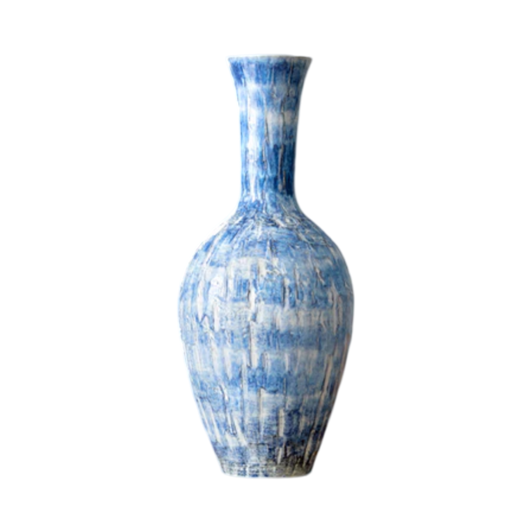 Nazaré blue vase, Portuguese porcelain vase, handcrafted vase from Portugal, artisan blue vase, textured porcelain vase, coastal home decor, blue ceramic vase, elegant tabletop vase, unique handcrafted vases, Portuguese coastal pottery