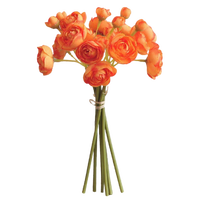 Orange faux baby ranunculus flower bunch with six stems and multiple petite silk blooms