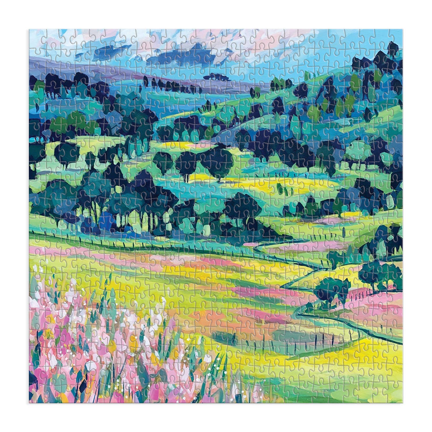Painted Hills puzzle, Galison puzzle, 500 piece landscape puzzle, bold colorful puzzle, mountain field jigsaw, eco-friendly puzzle, FSC certified puzzle, recycled paper puzzle, adult puzzle gift, scenic nature puzzle