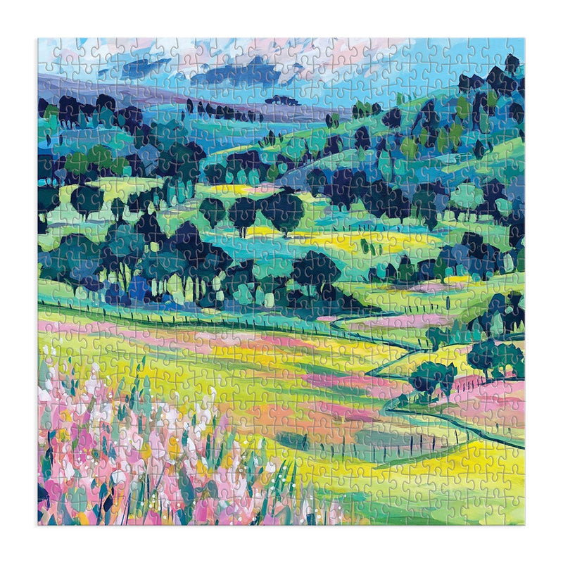 Painted Hills puzzle, Galison puzzle, 500 piece landscape puzzle, bold colorful puzzle, mountain field jigsaw, eco-friendly puzzle, FSC certified puzzle, recycled paper puzzle, adult puzzle gift, scenic nature puzzle