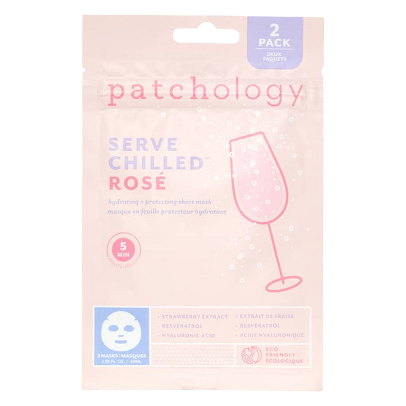 Patchology Serve Chilled Rose face mask packaging on a white background