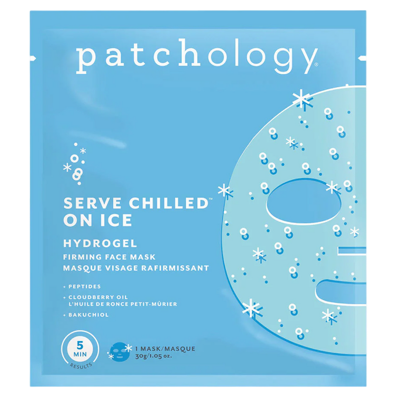 Patchology face mask, On Ice facial mask, firming sheet mask, hydrating face mask, single sheet mask, Patchology skincare, brightening firming mask