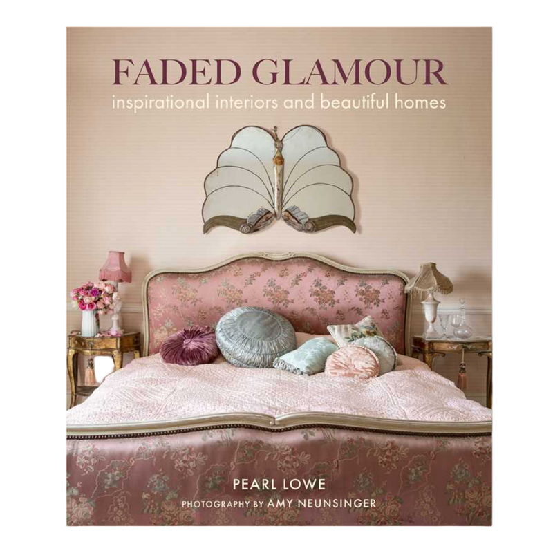 Book cover of 'Faded Glamour' with a bedroom scene and decorative elements.