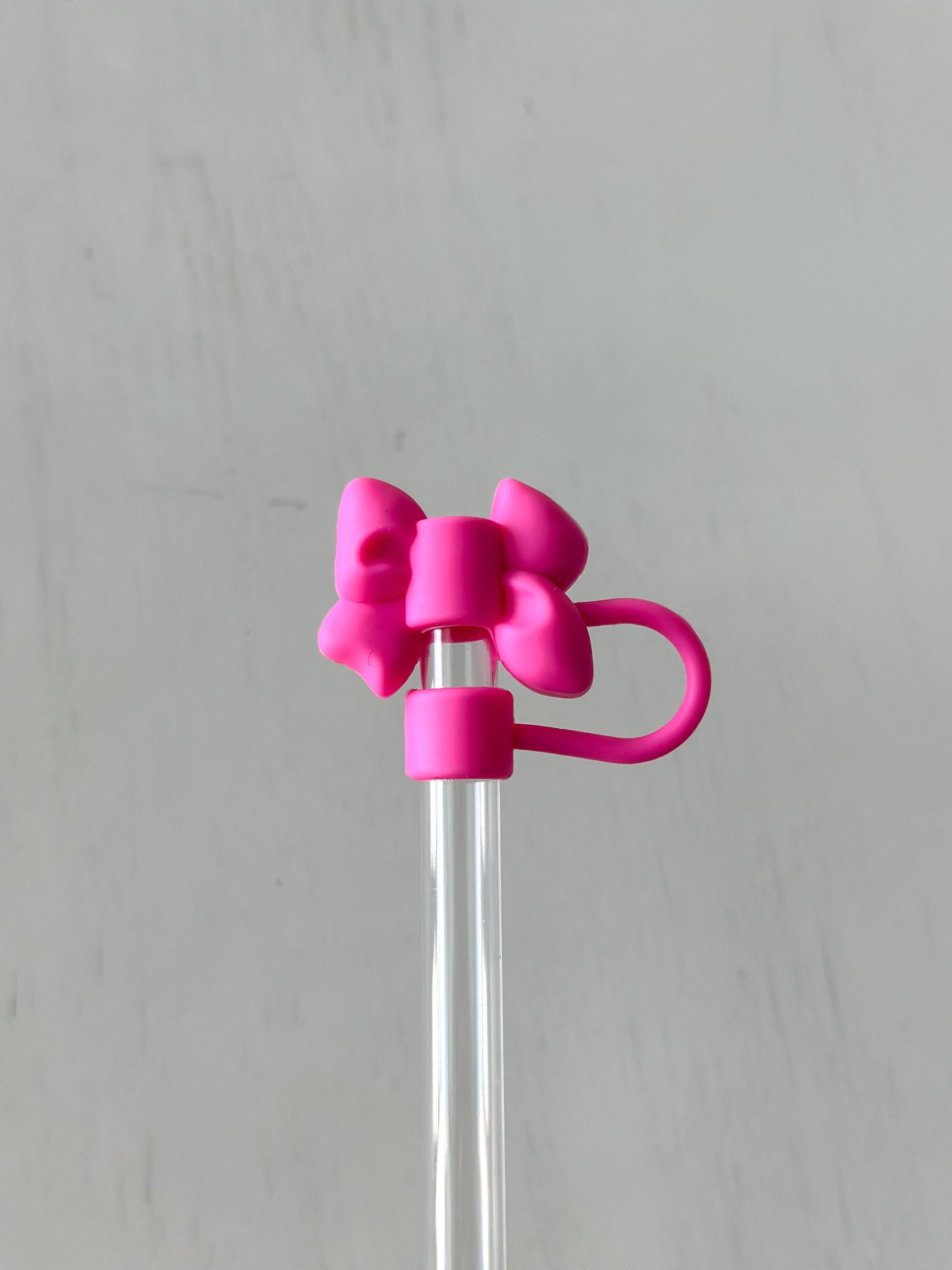 Pink Bow Straw Cover  Water Bottle