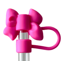Pink Bow Straw Cover  Water Bottle