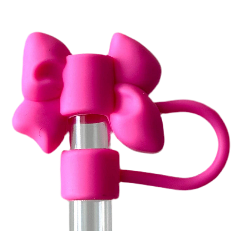 Pink Bow Straw Cover  Water Bottle