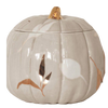 Pumpkin jar, fall home decor, autumn pumpkin jar, 22K gold pumpkin jar, layered leaves pumpkin jar, hand-painted jar, seasonal decor,

