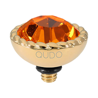 QUDO Bocconi gold, QUDO interchangeable jewelry, gold crystal topper, red crystal jewelry, orange crystal jewelry, Swarovski crystal jewelry, interchangeable jewelry topper, warm tone crystal jewelry, statement crystal jewelry, QUDO top