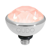 QUDO Bottone Top Silver, Rose Dust Collection, dusty rose crystal jewelry, silver interchangeable topper, QUDO silver topper, blush crystal jewelry, European crystal jewelry, customizable jewelry, silver crystal topper, romantic jewelry, vintage inspired crystal jewelry, interchangeable ring topper, QUDO jewelry