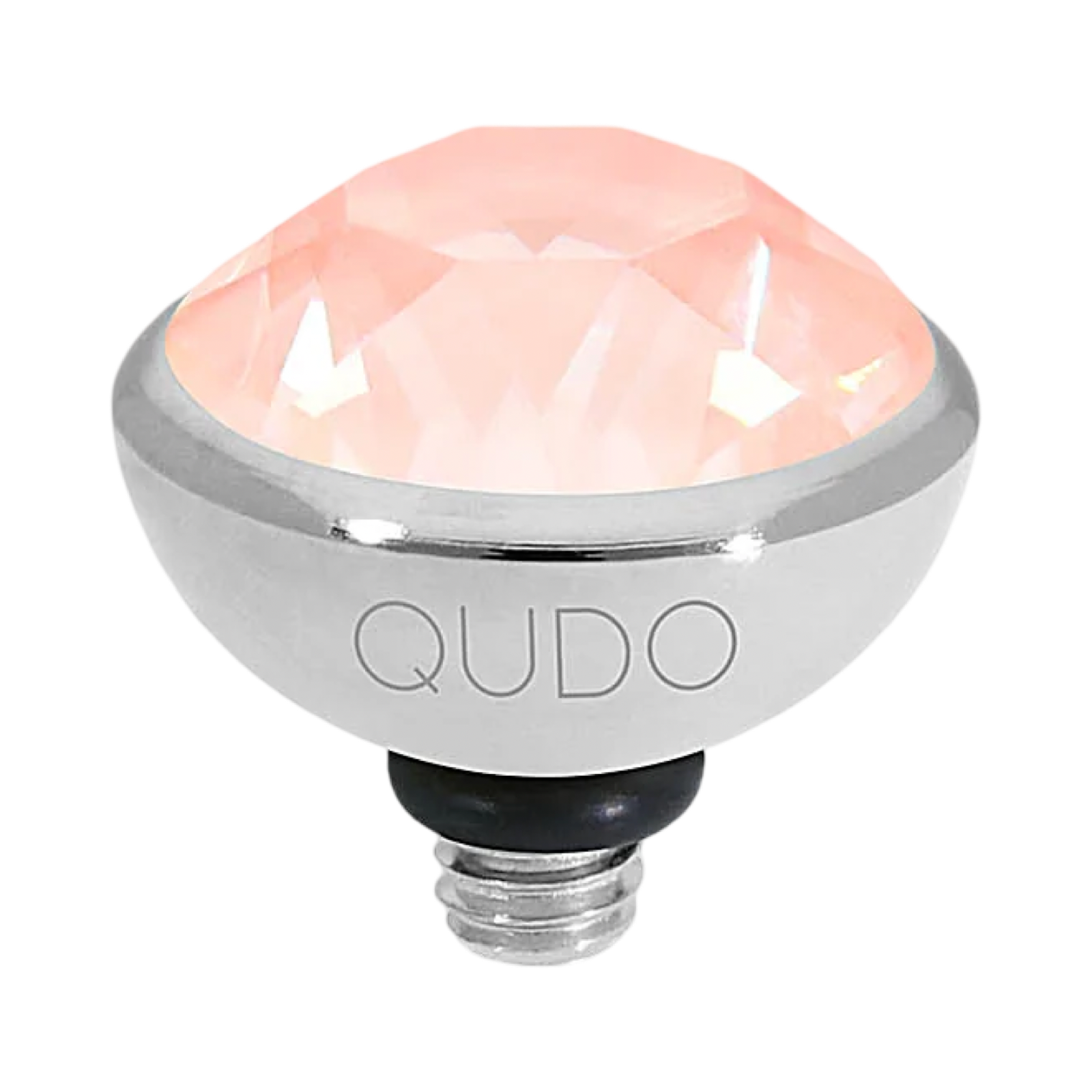 QUDO Bottone Top Silver, Rose Dust Collection, dusty rose crystal jewelry, silver interchangeable topper, QUDO silver topper, blush crystal jewelry, European crystal jewelry, customizable jewelry, silver crystal topper, romantic jewelry, vintage inspired crystal jewelry, interchangeable ring topper, QUDO jewelry