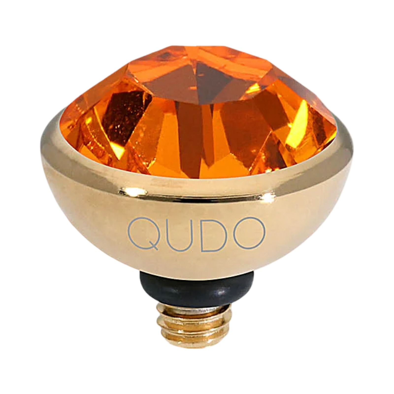QUDO Bottone gold, QUDO interchangeable jewelry, gold crystal topper, red crystal jewelry, orange crystal jewelry, Swarovski crystal jewelry, interchangeable jewelry topper, warm tone crystal jewelry, statement crystal jewelry, QUDO top