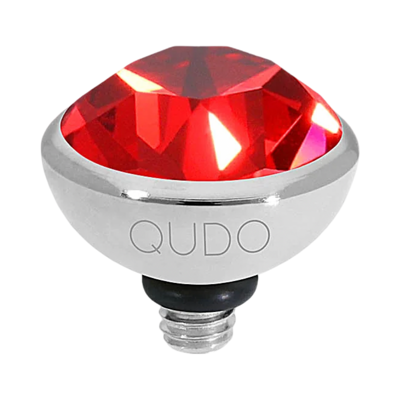 QUDO Bottone silver, QUDO interchangeable jewelry, silver crystal topper, red crystal jewelry, orange crystal jewelry, Swarovski crystal jewelry, interchangeable jewelry topper, warm tone crystal jewelry, statement crystal jewelry, QUDO top