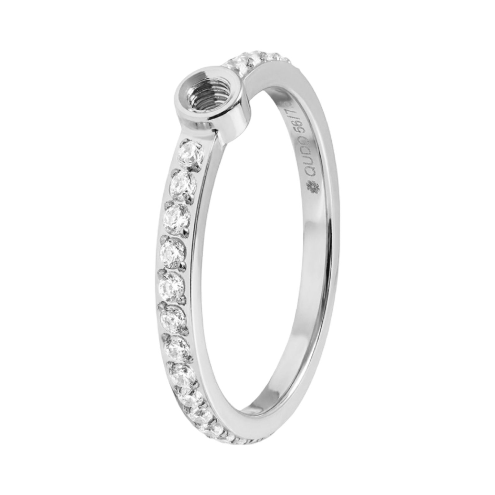 QUDO Eternity interchangeable base ring in polished silver designed to pair with compatible QUDO interchangeable tops.