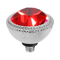 QUDO Fabero silver, QUDO interchangeable jewelry, silver crystal topper, red crystal jewelry, orange crystal jewelry, Swarovski crystal jewelry, interchangeable jewelry topper, warm tone crystal jewelry, statement crystal jewelry, QUDO top