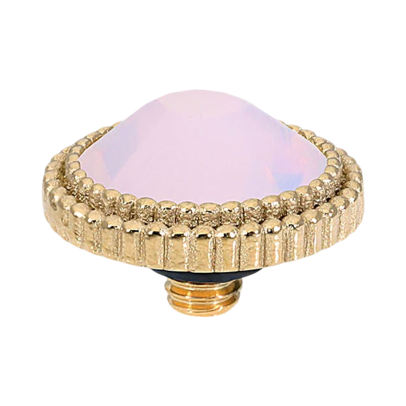 QUDO Faberro Flat Top Gold, Rose Dust Collection, gold crystal topper, dusty rose jewelry, interchangeable jewelry topper, QUDO gold topper, blush crystal jewelry, European crystal jewelry, customizable jewelry, modern crystal jewelry, romantic jewelry, flat crystal topper, QUDO jewelry