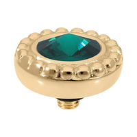 QUDO Ghiare Top Gold, QUDO Green and Golden Collection, interchangeable jewelry, gold crystal topper, green crystal jewelry, golden crystal jewelry, QUDO topper, interchangeable ring topper, stackable jewelry, Swarovski crystal jewelry, luxury fashion jewelry, collectible jewelry, boutique jewelry, interchangeable bracelet topper, colorful crystal jewelry, statement jewelry, QUDO jewelry collection