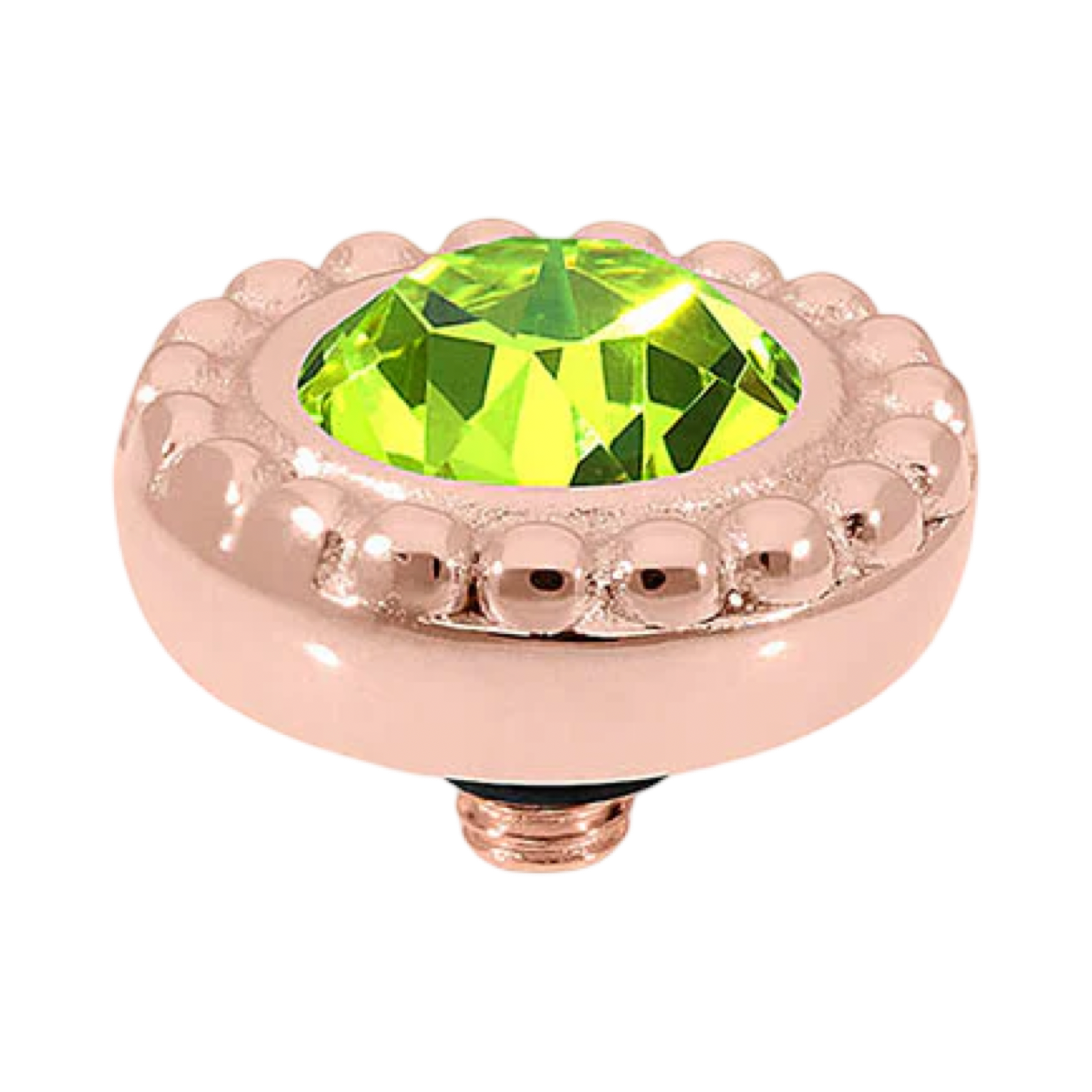QUDO Ghiare rose gold, QUDO interchangeable jewelry, green crystal jewelry, gold crystal jewelry, rose gold crystal topper, Swarovski crystal jewelry, interchangeable jewelry topper, green and gold jewelry, statement crystal jewelry, QUDO top