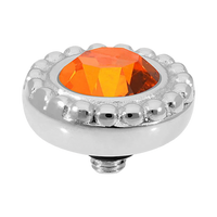 QUDO Ghiare silver, QUDO interchangeable jewelry, red crystal jewelry, orange crystal jewelry, silver crystal topper, QUDO topper, interchangeable ring topper, Swarovski crystal jewelry, warm tone jewelry, statement crystal jewelry