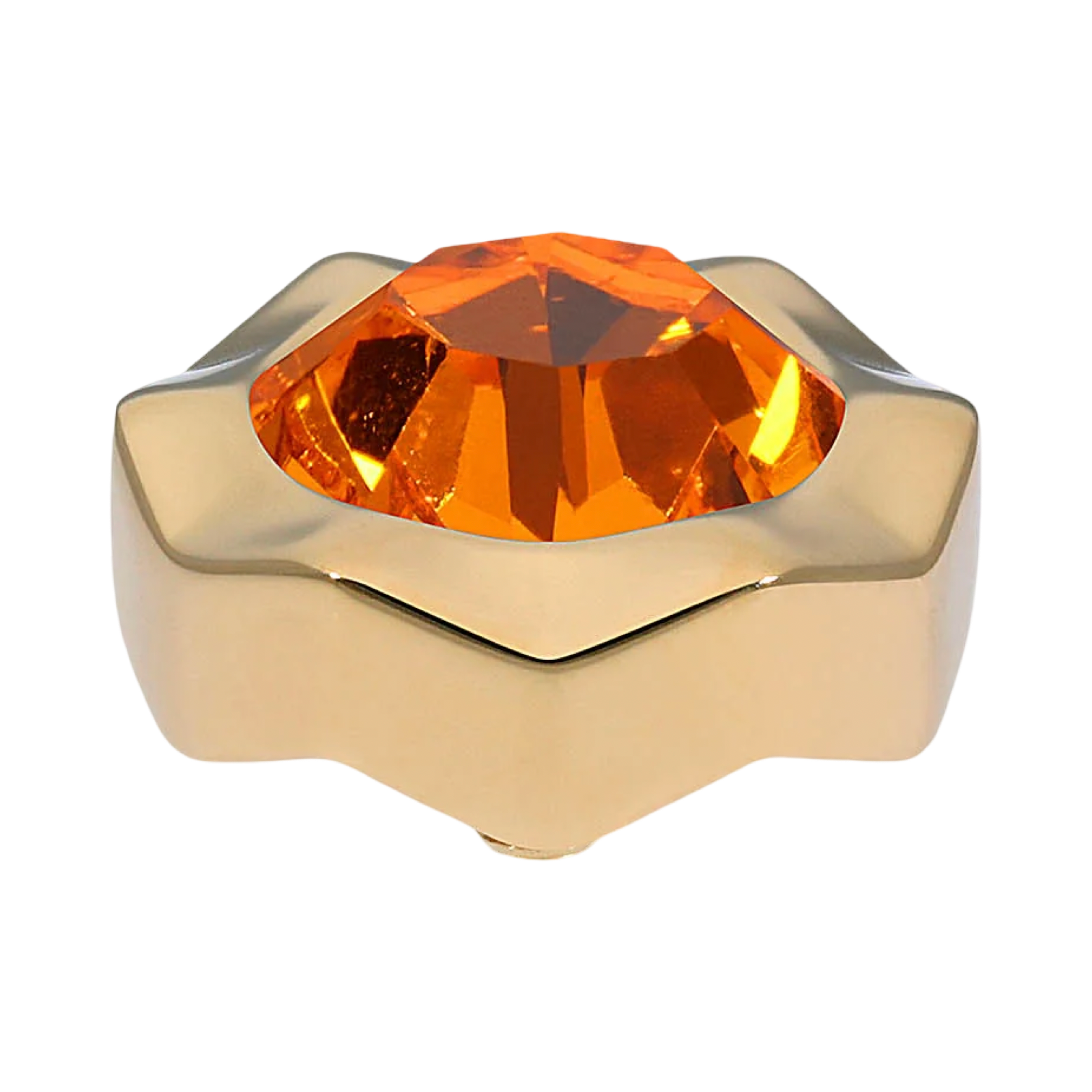 QUDO Nemoli gold, QUDO interchangeable jewelry, gold crystal topper, red crystal jewelry, orange crystal jewelry, Swarovski crystal jewelry, interchangeable jewelry topper, warm tone crystal jewelry, statement crystal jewelry, QUDO top
