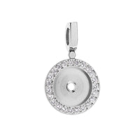 Silver pendant with clear stones on a white background