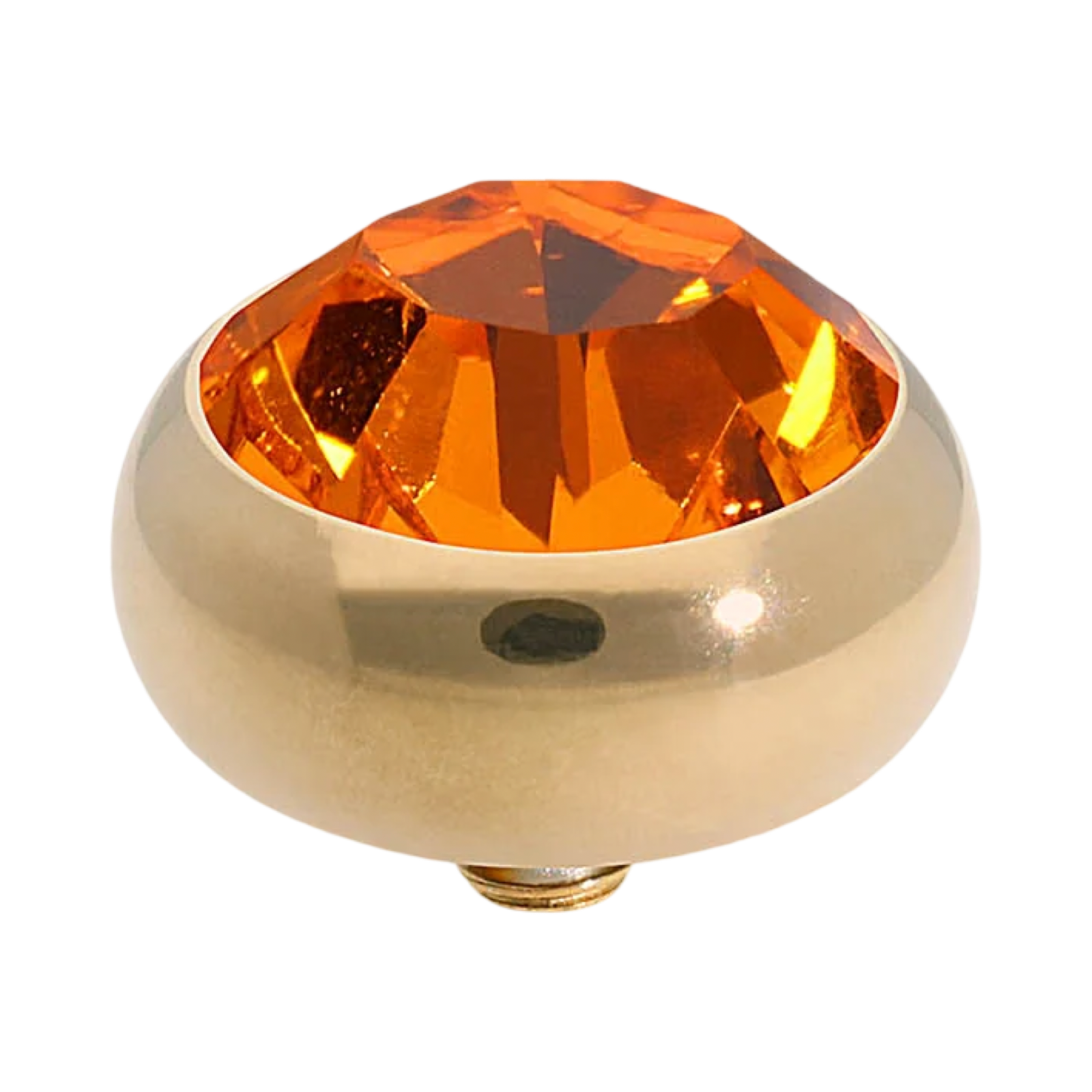 QUDO Sesto gold, QUDO interchangeable jewelry, gold crystal topper, red crystal jewelry, orange crystal jewelry, Swarovski crystal jewelry, interchangeable jewelry topper, warm tone crystal jewelry, statement crystal jewelry, QUDO top