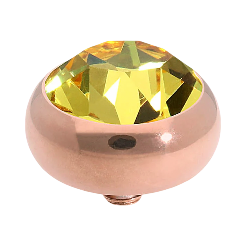 QUDO Sesto rose gold, QUDO interchangeable jewelry, green crystal jewelry, gold crystal jewelry, rose gold crystal topper, Swarovski crystal jewelry, interchangeable jewelry topper, green and gold jewelry, statement crystal jewelry, QUDO top