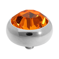 QUDO Sesto silver, QUDO interchangeable jewelry, silver crystal topper, red crystal jewelry, orange crystal jewelry, Swarovski crystal jewelry, interchangeable jewelry topper, warm tone crystal jewelry, statement crystal jewelry, QUDO top