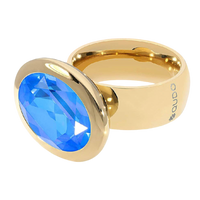 QUDO Tivola fixed gold ring with oval Royal Blue Delite crystal