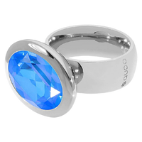 QUDO Tivola fixed silver ring featuring a large oval Royal Blue Delite crystal