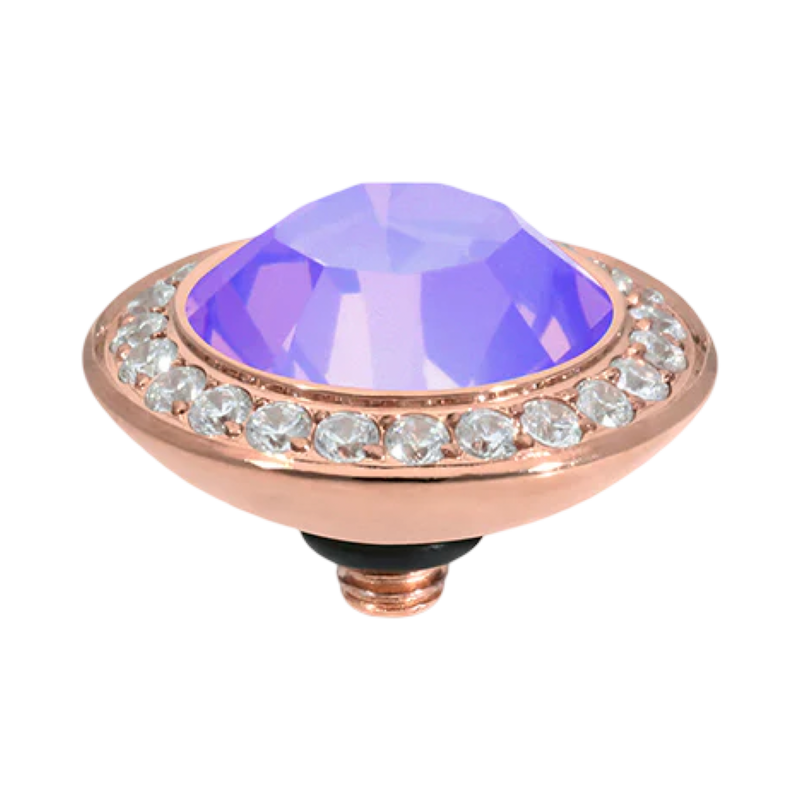 QUDO Tondo Deluxe rose gold, QUDO Tondo Deluxe Top 0.51, QUDO interchangeable jewelry, purple crystal jewelry, rose gold crystal topper, Swarovski crystal jewelry, interchangeable jewelry topper, purple jewelry, statement crystal jewelry, QUDO top