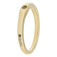 Gold ring with 'QUDO' branding on a white background