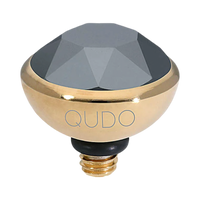 jet hermatite swarovski crystal bottone gold topper piece for qudo interchangeable jewelry